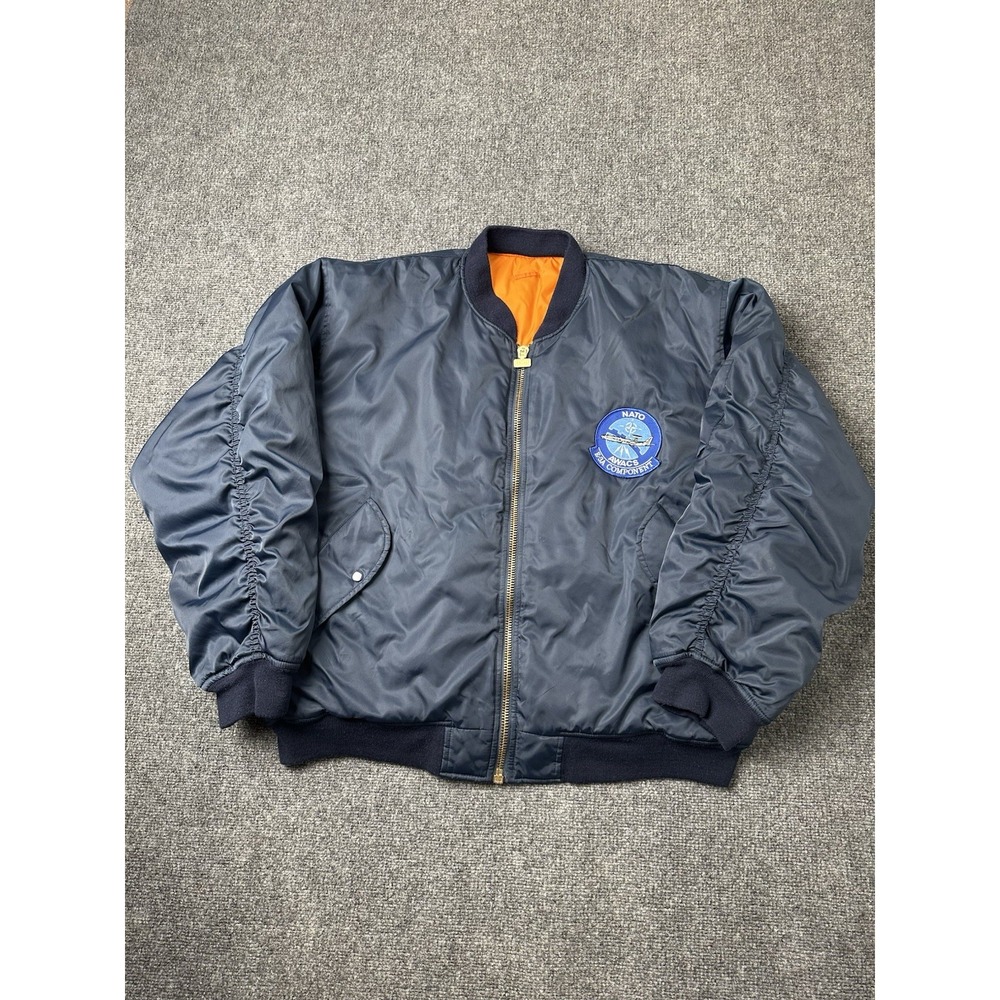 Mens Reversible Bomber Jacket Result NATO AWACS Blue Flight Zip, Size XL